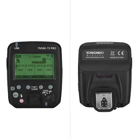 Yongnuo YN560-TX Pro - kontroler radiowy lamp reporterskich, Canon_Wyzwalacz z przodu i z tyłu_2